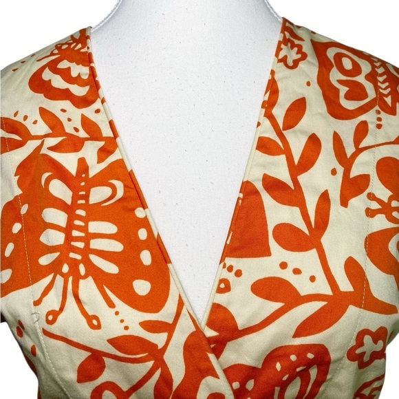 Julie Brown Orange Butterfly & Floral Wrap Top - Picture 4 of 10